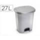 PAPELERA CONTENEDOR PLASTICFORTE PLASTICO CON TAPADERA Y PEDAL 27 LITROS PLATA 380X320X450 MM