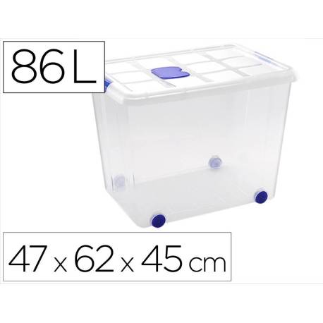 Contenedor plastico plasticforte 86 litros n 8 transparente con tapa 470x620x450 mm