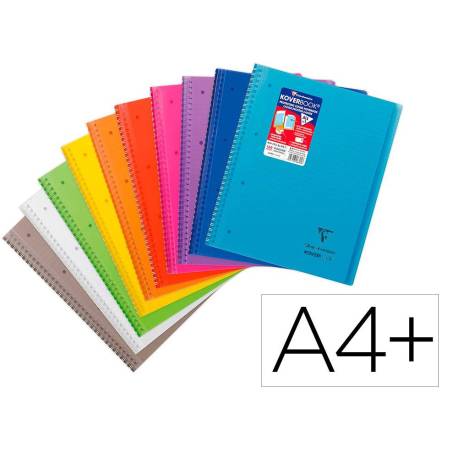 CUADERNO ESPIRAL CLAIREFONTAINE KOVERBOOK TAPA POLIPROPILENO DIN A4+ 80 HOJAS CUADRO 5 MM BANDA 4