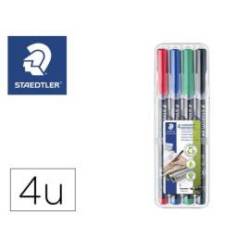 Rotulador Retroproyección Permanente Staedtler Lumocolor 318 4 Colores Surtidos Punta Superfina Redonda