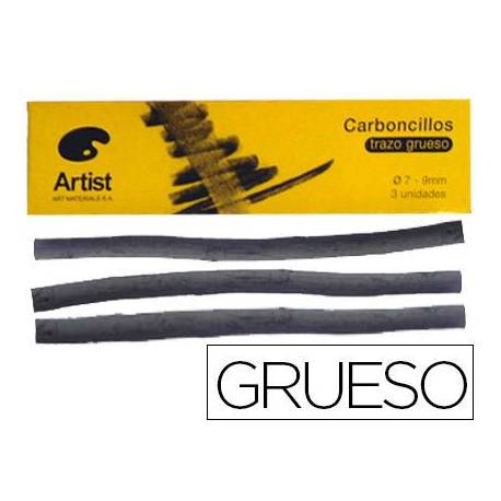 Carboncillo artist gruesos 7-9 mm caja de 3 barras