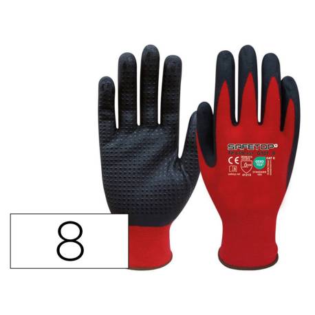GUANTES DE NITRILO MARCA SAFETOP FIT-O-LITE DOTS PUNTOS EN LA PALMA TALLA 8