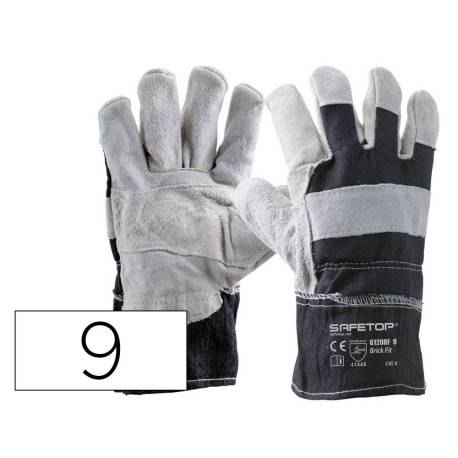 GUANTES DE LONA DE ALGODON Y SERRAJE MARCA SAFETOP BRICK FIT TALLA 9