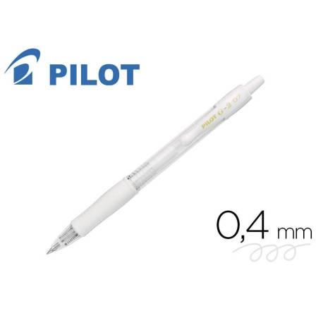BOLIGRAFO MARCA PILOT G-2 BLANCO PASTEL TINTA GEL RETRACTIL SUJECION DE CAUCHO