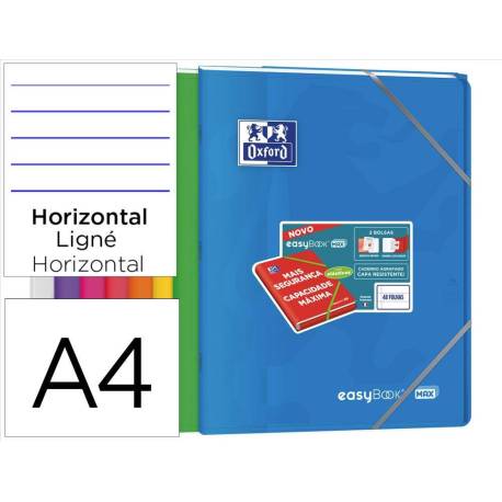 LIBRETA ESCOLAR MARCA OXFORD EASYBOOK TAPA PLASTICO DIN A4+ 48 HOJAS HORIZONTAL COLORES SURTIDOS