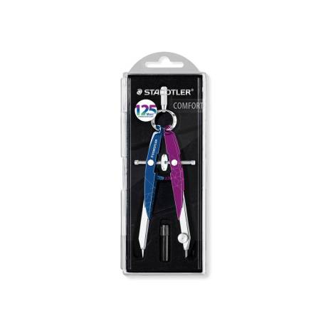 COMPAS MARCA STAEDTLER MICROMETRICO MARS 556 AZUL/LILA CON HUSILLO Y RUEDA CENTRAL