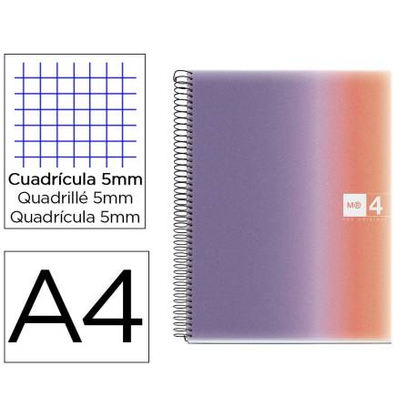 CUADERNO MARCA ESPIRAL MIQUELRIUS DIN A4 80 HOJAS 90 GR CUADRO 5 MM TAPA FORRADA AURORA PROVENCE
