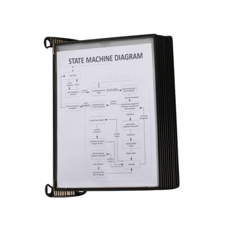 PORTACATALOGO DE PARED MARCA TARIFOLD PRO CON 10 FUNDAS A4 POLIPROPILENO EASY LOAD COLOR NEGRO 355X430X170 MM