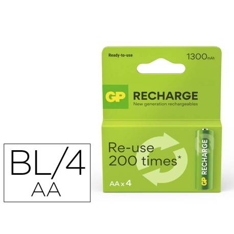 PILA MARCA GP RECARGABLE AA 1300 MAH BLISTER DE 4 UNIDADES