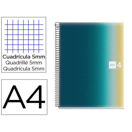 CUADERNO ESPIRAL MARCA MIQUELRIUS DIN A4 120 HOJAS 70 GR CUADRO 5 MM TAPA POLIPROPILENO AURORA ICELAND