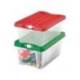 CAJA MULTIUSOS MARCA FAIBO TRANSPARENTE CON ASAS Y TAPA COLORES CAPACIDAD 4 L 280X180X120 MM
