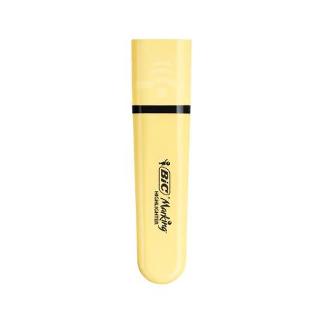 ROTULADOR BIC FLAT FLUORESCENTE COLOR AMARILLO PASTEL CAJA DE 12 UNIDADES