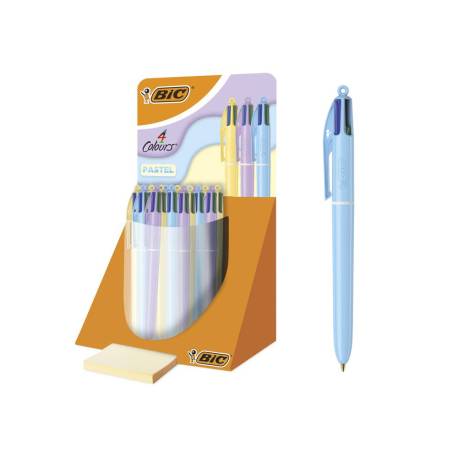 BOLIGRAFO MARCA BIC CUATRO COLORES PASTEL PUNTA DE 1 MM EXPOSITOR DE 30 UNIDADES COLORES SURTIDOS