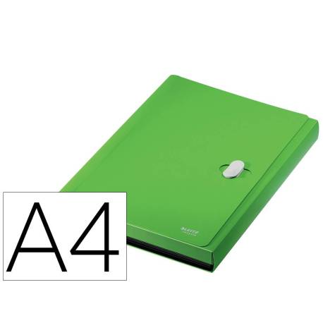 CARPETA LEITZ RECYCLE CLASIFICADOR FUELLE POLIPROPILENO 5+1 COMPARTIMENTOS DIN A4 COLOR VERDE
