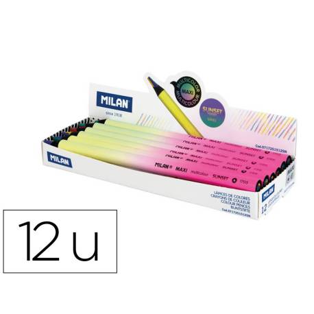 LAPICES DE COLORES MARCA MILAN SERIE SUNSET REDONDO MULTICOLOR CAJA DE 12 UNIDADES