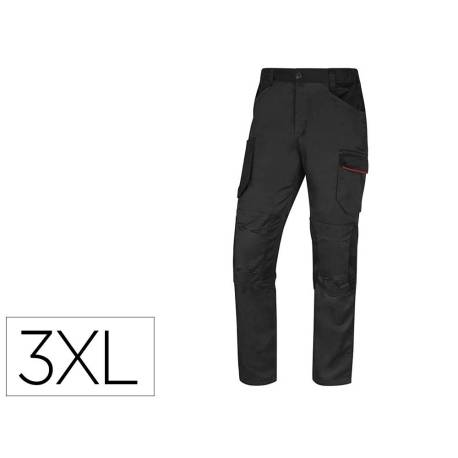 PANTALON DE TRABAJO MARCA DELTAPLUS CON CINTURA ELASTICA 7 BOLSILLOS COLOR GRIS-ROJO TALLA 3XL