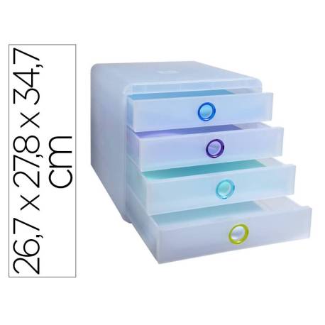 FICHERO DE CAJONES SOBREMESA MARCA EXACOMPTA POP BOX TRANSLUCIDO 4 CAJONES MULTICOLOR