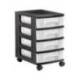CAJONERA ARCHIVO 2000 4 CAJONES TRANSPARENTE CARCASA COLOR NEGRA 6 LITROS CON RUEDAS 390X290X480 MM
