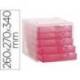 FICHERO CAJONES DE SOBREMESA MARCA ARCHIVO 2000 APILABLE 5 CAJONES FUCSIA TRANSLUCIDO 260X270X340 MM
