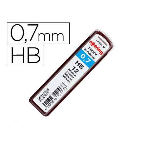 MINAS MARCA ROTRING GRAFITO 0,7 MM HB ESTUCHE DE 12 MINAS