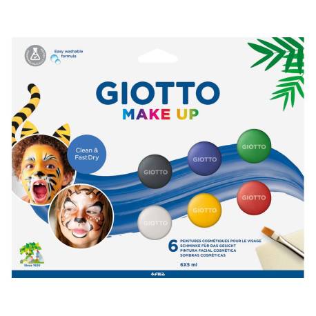 SET MARCA GIOTTO MAKE UP PINTURA FACIAL 6 BOTES 5 ML COLORES CLASICOS