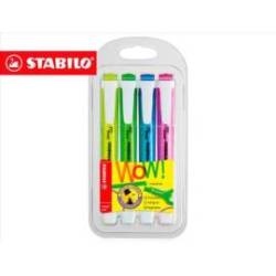ROTULADOR MARCA STABILO FLUORESCENTE FINO SWING COOL ESTUCHE DE 4 UNIDADES COLORES SURTIDOS