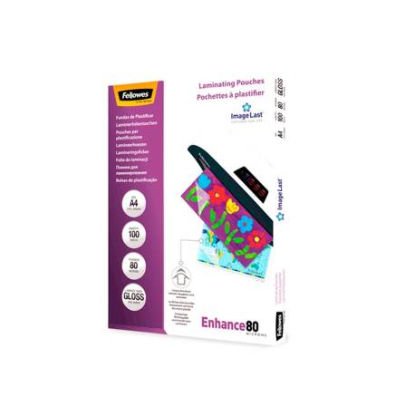 BOLSA DE PLASTIFICAR MARCA FELLOWES BRILLO DIN A4 80 MC PACK DE 100 UNIDADES
