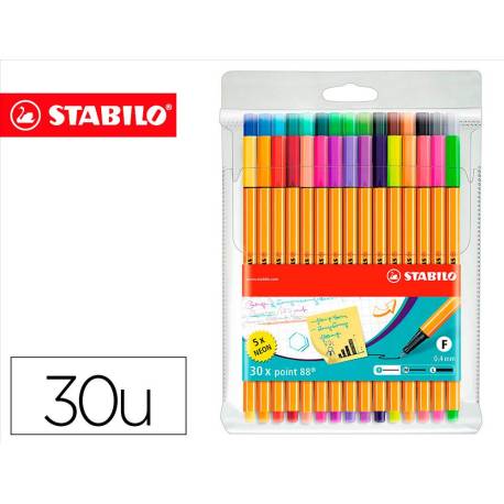 Rotulador Stabilo Point 88 Neon 0,4 Punta de Fibra Estuche 30 unidades