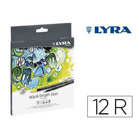 Rotulador Lyra Duo Art Pen doble punta fina y gruesa caja de 12 unidades