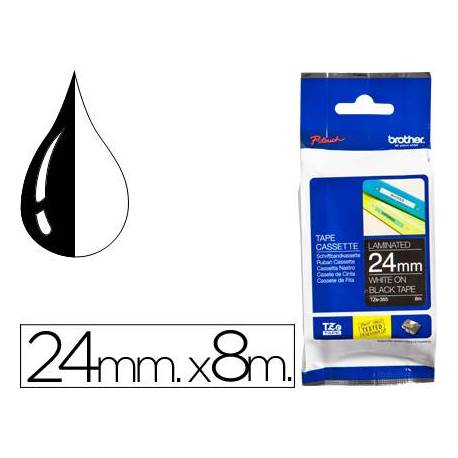 Cinta brother tze-355 color negro-blanco 24mm longitud 8mt