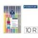 Rotulador Staedler Triplus punta fina triangular surtido pack de 10