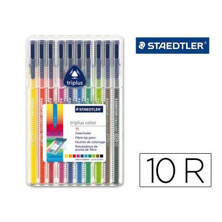 Rotulador Staedler Triplus punta fina triangular surtido pack de 10
