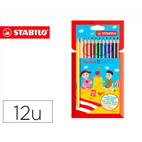 Lapices de colores Stabilo triangulares 12 unidades