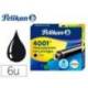 Tinta para plumas pelikan color negra caja 6 cartuchos