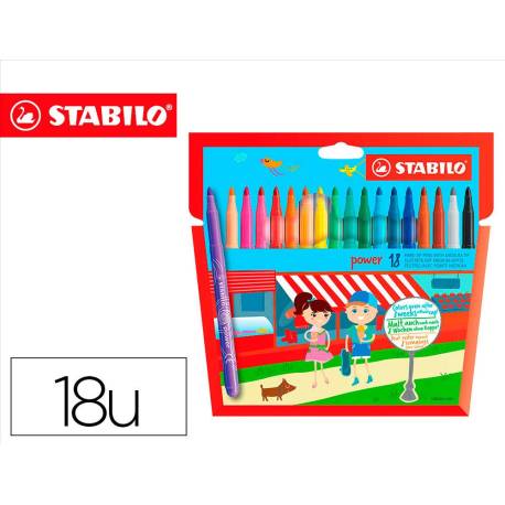 Rotulador Stabilo Power Punta Gruesa Caja de 18 colores