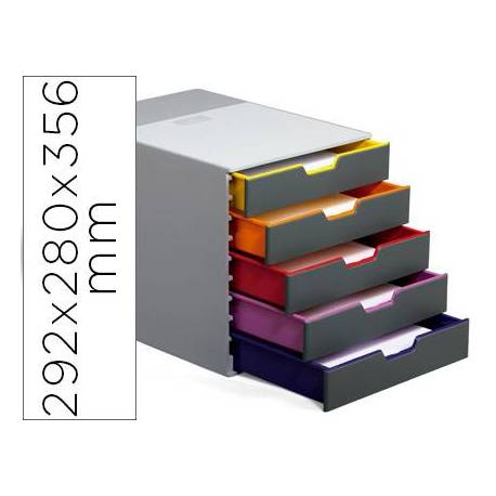 Fichero cajones Durable plastico aplilables 5 cajones gris