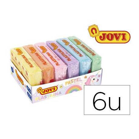 PLASTILINA JOVI 70 SURTIDA TAMAÑO PEQUEÑO COLORES PASTEL SURTIDOS CAJA DE 6 UNIDADES 50 GR