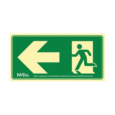 PICTOGRAMA ARCHIVO 2000 SALIDA DE EMERGENCIA IZQUIERDA PVC VERDE LUMINISCENTE 224X300 MM