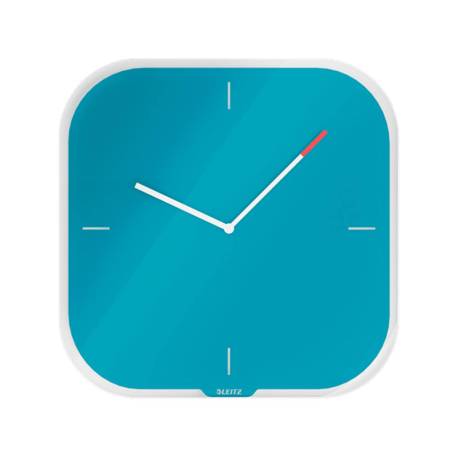 RELOJ LEITZ COSY DE PARED SILENCIOSO CRISTAL 30X30CM COLOR AZUL