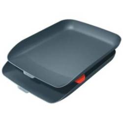 BANDEJA SOBREMESA LEITZ PLASTICO SET DE 2 UNIDADES GRIS