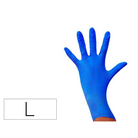 GUANTE DE NITRILO DESECHABLE SENSITIVE SIN POLVO TALLA L GRANDE AZUL CAJA DE 100 UNIDADES