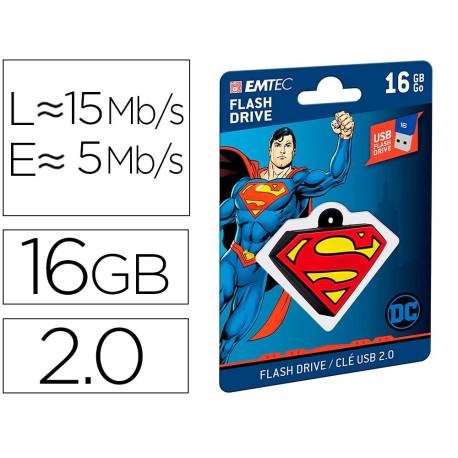 MEMORIA USB EMTEC FLASH 16 GB USB 2.0 COLLECTOR SUPERMAN SILICONA
