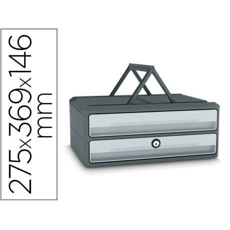 FICHERO CAJONES DE SOBREMESA CEP MOOV UP RECICLADO 80% CON CERRADURA RECICLADO 80% 2 CAJONES GRIS