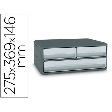 FICHERO CAJONES DE SOBREMESA CEP MOOV UP RECICLADO 80% 3 CAJONES GRIS 275X369X146 MM