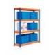 ESTANTERIA METALICA AR STABIL XL 200X150X60 CM 4 ESTANTES 430 KG POR ESTANTE BANDEJA DE MADERA SIN TORNILLOS