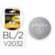 Pila alcalina boton marca Duracell CR2032 Blister 2 unidades