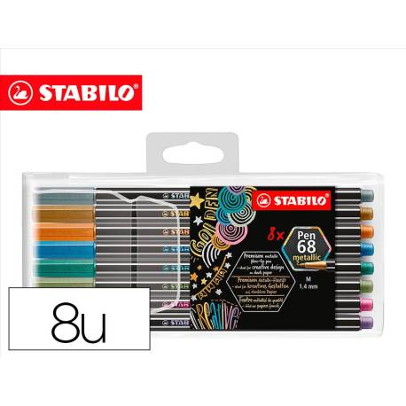 Estuche rotulador Stabilo Pen 68 Metallic de 8 unidades