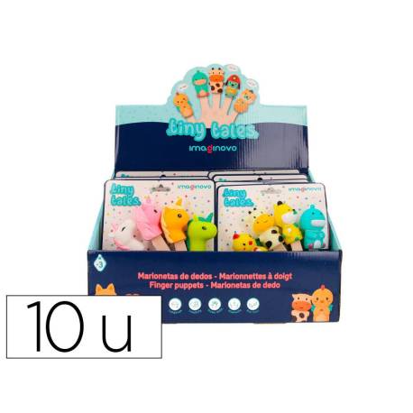 MARIONETAS DE DEDOS MARCA IMAGINOVO TINY TALES PVC EXPOSITOR DE CARTON SOBREMESA 10 UNIDADES SURTIDAS 360X235X320 MM