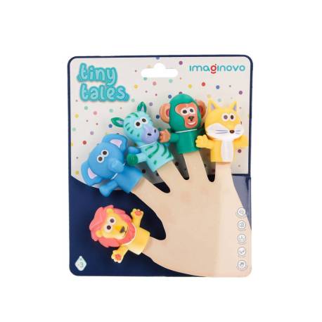 MARIONETAS DE DEDOS MARCA IMAGINOVO TINY TALES PVC SELVA BLISTER DE 5 UNIDADES SURTIDAS