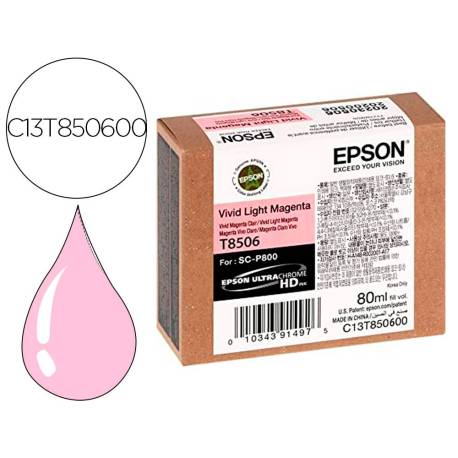 CARTUCHO MARCA EPSON SURECOLOR SC-P800 COLOR MAGENTA CLARO C13T850600